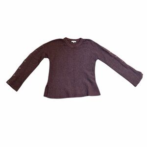 Madewell Wool/Alpaca-Blend Sweater with Button-Sleeve Detail, Chocolate Brown